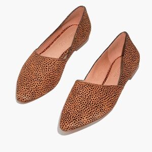 Madewell Animal Print Flats Pointed Toe D'Orsay‎ Slip On Shoes